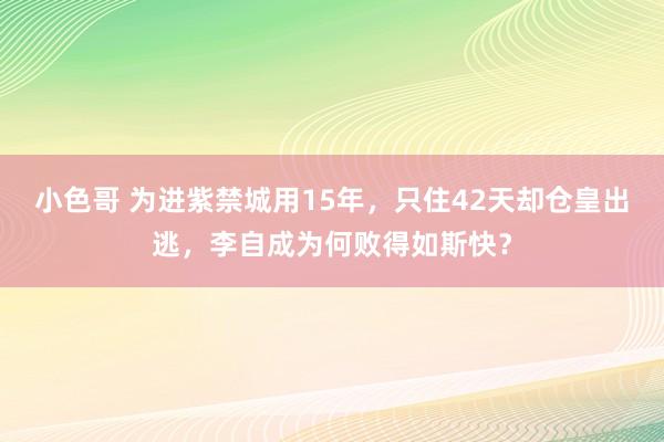 小色哥 为进紫禁城用15年，只住42天却仓皇出逃，李自成为何败得如斯快？