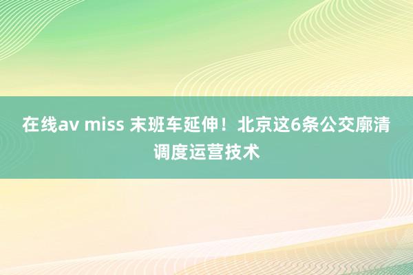 在线av miss 末班车延伸！北京这6条公交廓清调度运营技术