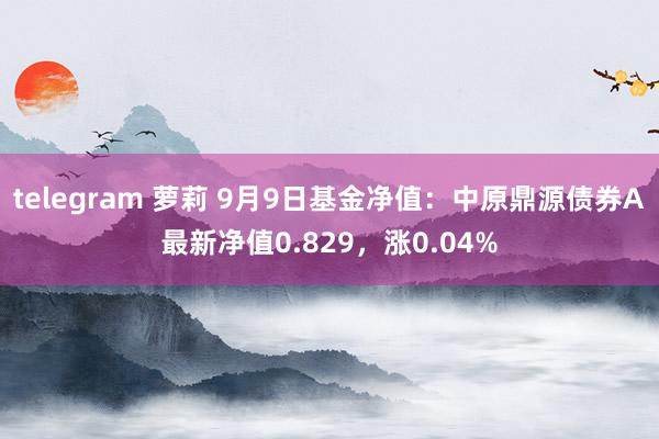 telegram 萝莉 9月9日基金净值：中原鼎源债券A最新净值0.829，涨0.04%