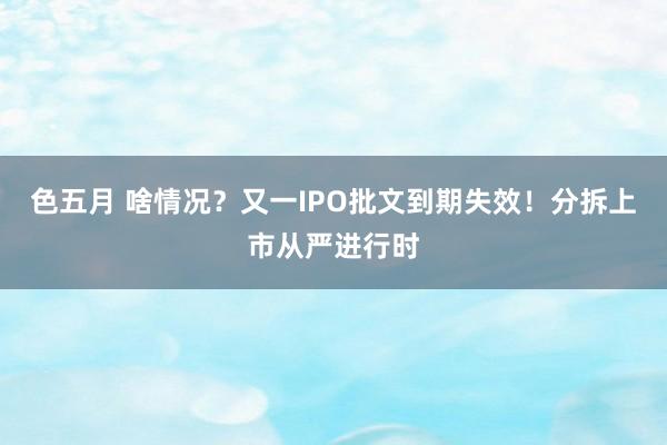 色五月 啥情况？又一IPO批文到期失效！分拆上市从严进行时