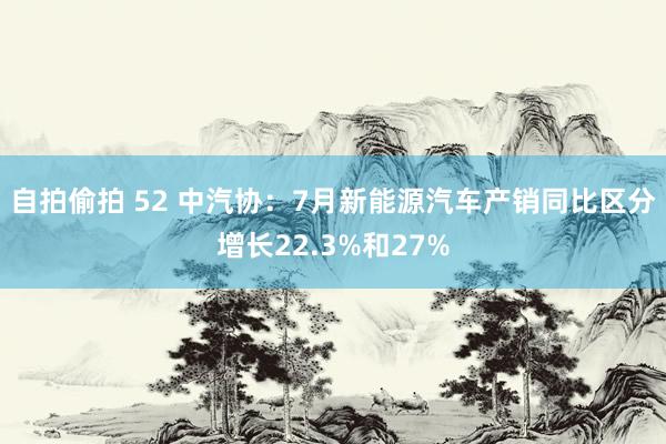 自拍偷拍 52 中汽协：7月新能源汽车产销同比区分增长22.3%和27%