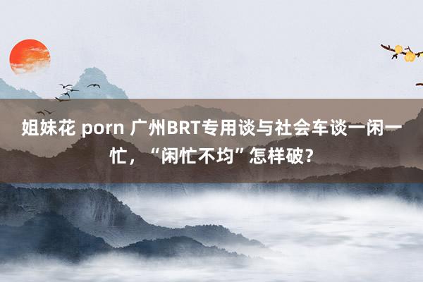 姐妹花 porn 广州BRT专用谈与社会车谈一闲一忙，“闲忙不均”怎样破？