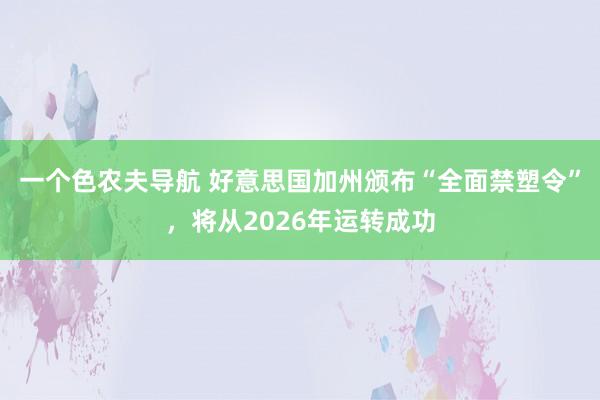 一个色农夫导航 好意思国加州颁布“全面禁塑令”，将从2026年运转成功