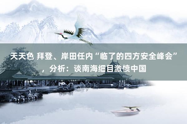 天天色 拜登、岸田任内“临了的四方安全峰会”，分析：谈南海细目激愤中国