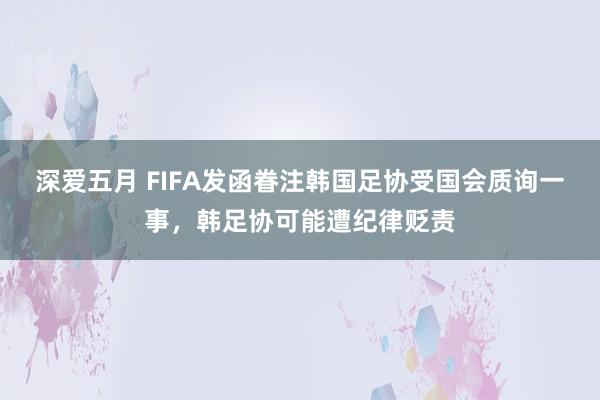 深爱五月 FIFA发函眷注韩国足协受国会质询一事，韩足协可能遭纪律贬责