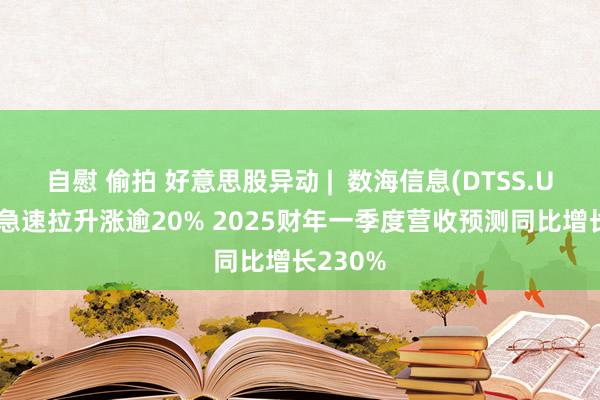 自慰 偷拍 好意思股异动 |  数海信息(DTSS.US)股价急速拉升涨逾20% 2025财年一季度营收预测同比增长230%