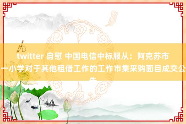 twitter 自慰 中国电信中标服从：阿克苏市第一小学对于其他租借工作的工作市集采购面目成交公告