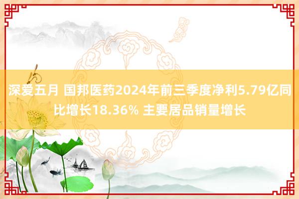 深爱五月 国邦医药2024年前三季度净利5.79亿同比增长18.36% 主要居品销量增长