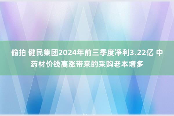 偷拍 健民集团2024年前三季度净利3.22亿 中药材价钱高涨带来的采购老本增多