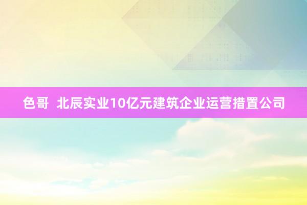 色哥  北辰实业10亿元建筑企业运营措置公司