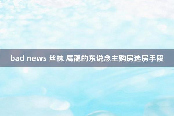 bad news 丝袜 属龍的东说念主购房选房手段