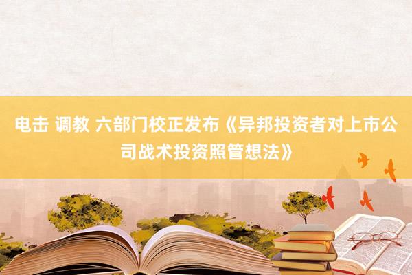 电击 调教 六部门校正发布《异邦投资者对上市公司战术投资照管想法》