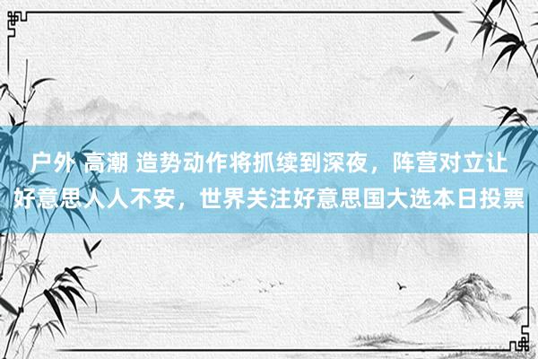 户外 高潮 造势动作将抓续到深夜，阵营对立让好意思人人不安，世界关注好意思国大选本日投票