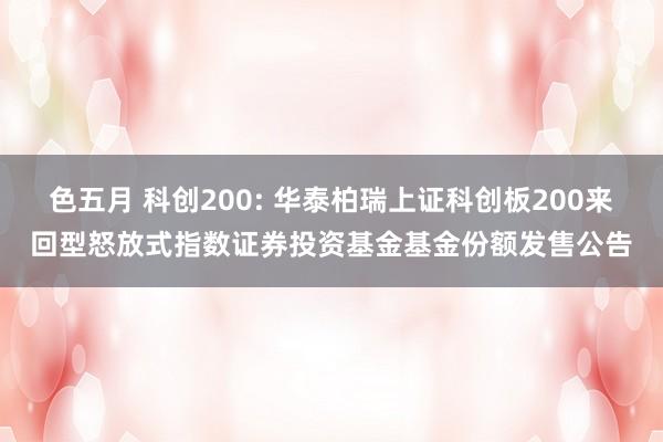 色五月 科创200: 华泰柏瑞上证科创板200来回型怒放式指数证券投资基金基金份额发售公告