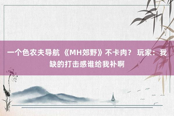 一个色农夫导航 《MH郊野》不卡肉？ 玩家：我缺的打击感谁给我补啊