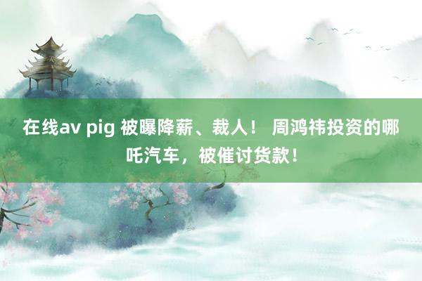 在线av pig 被曝降薪、裁人！ 周鸿祎投资的哪吒汽车，被催讨货款！