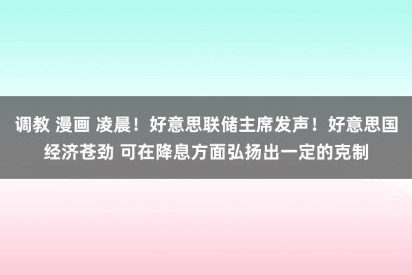 调教 漫画 凌晨！好意思联储主席发声！好意思国经济苍劲 可在降息方面弘扬出一定的克制