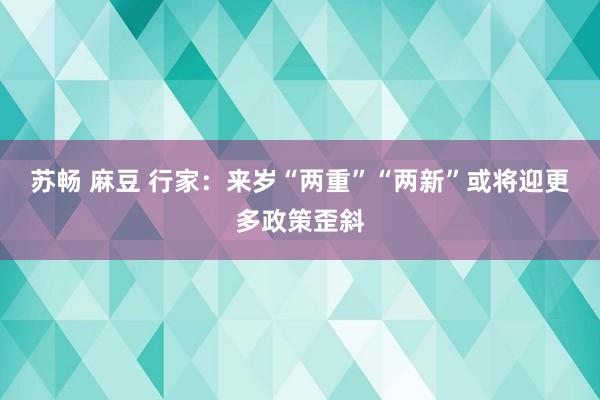 苏畅 麻豆 行家：来岁“两重”“两新”或将迎更多政策歪斜