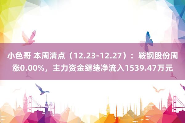 小色哥 本周清点（12.23-12.27）：鞍钢股份周涨0.00%，主力资金缱绻净流入1539.47万元