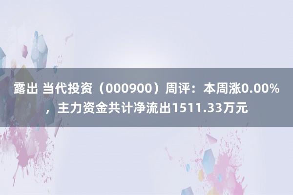 露出 当代投资（000900）周评：本周涨0.00%，主力资金共计净流出1511.33万元