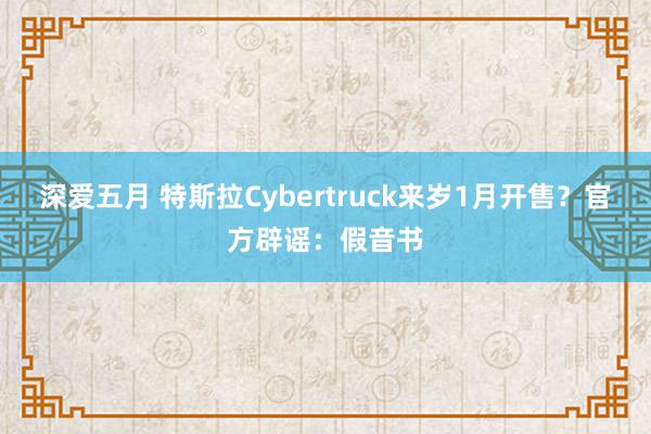 深爱五月 特斯拉Cybertruck来岁1月开售？官方辟谣：假音书