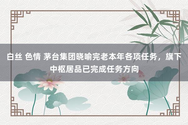 白丝 色情 茅台集团晓喻完老本年各项任务，旗下中枢居品已完成任务方向