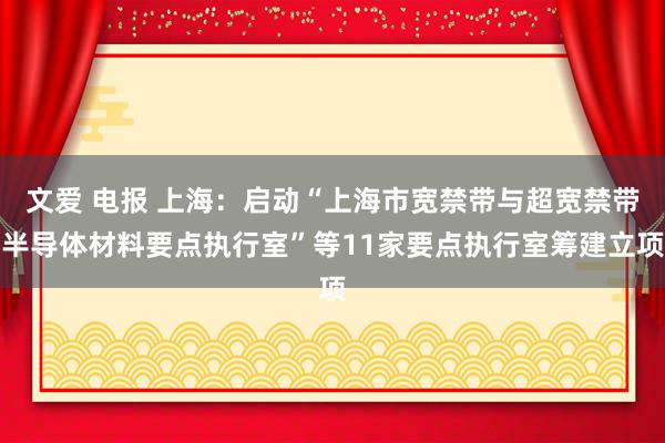 文爱 电报 上海：启动“上海市宽禁带与超宽禁带半导体材料要点执行室”等11家要点执行室筹建立项