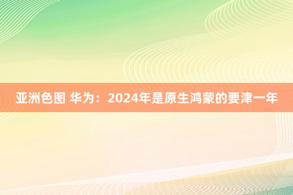 亚洲色图 华为：2024年是原生鸿蒙的要津一年