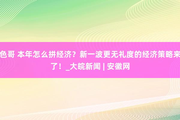 色哥 本年怎么拼经济？新一波更无礼度的经济策略来了！_大皖新闻 | 安徽网