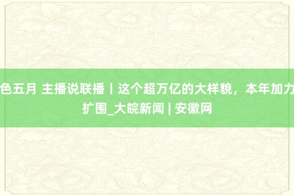 色五月 主播说联播丨这个超万亿的大样貌，本年加力扩围_大皖新闻 | 安徽网